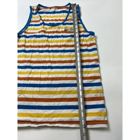 Dutch Bros Coffee Men’s Size Large Blue Yellow Orange Striped Tank Top - Picture 5 of 7